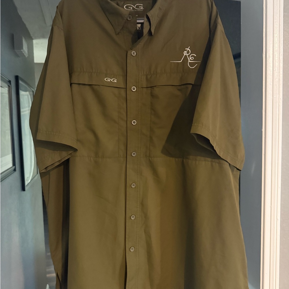 GameGuard Outdoors Short-Sleeve Button-Down Fishing Shirt - Olive Green